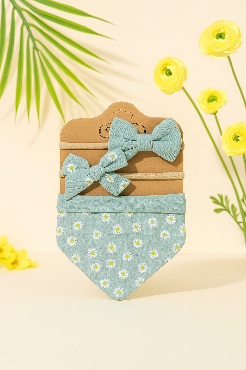 Baby girls bandana bib and headband set