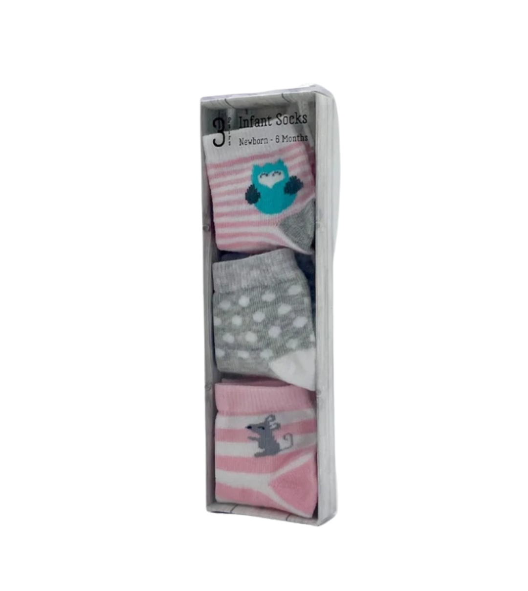3 Pack infant socks - owl