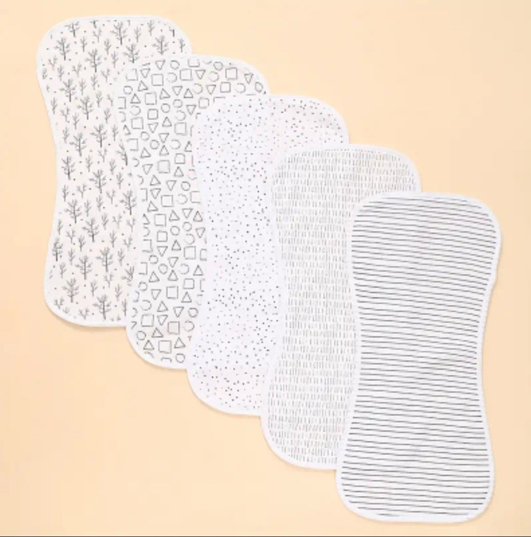 Monochrome burp cloths