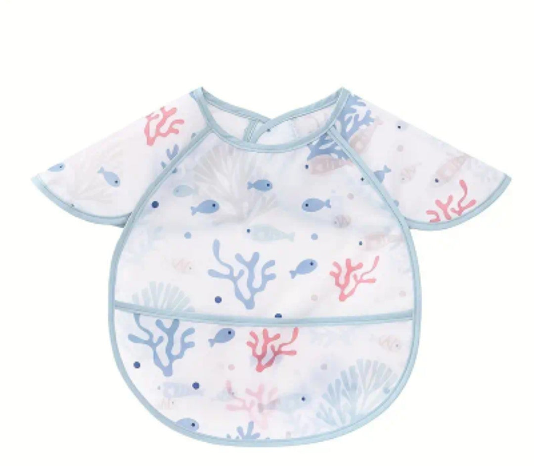 Short sleeve feeding bib