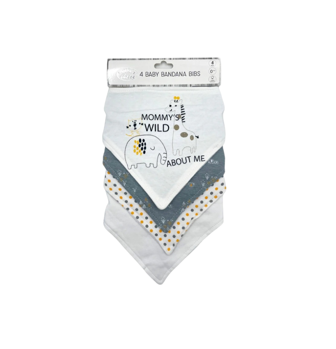 Cotton 4 pack bandana bib set