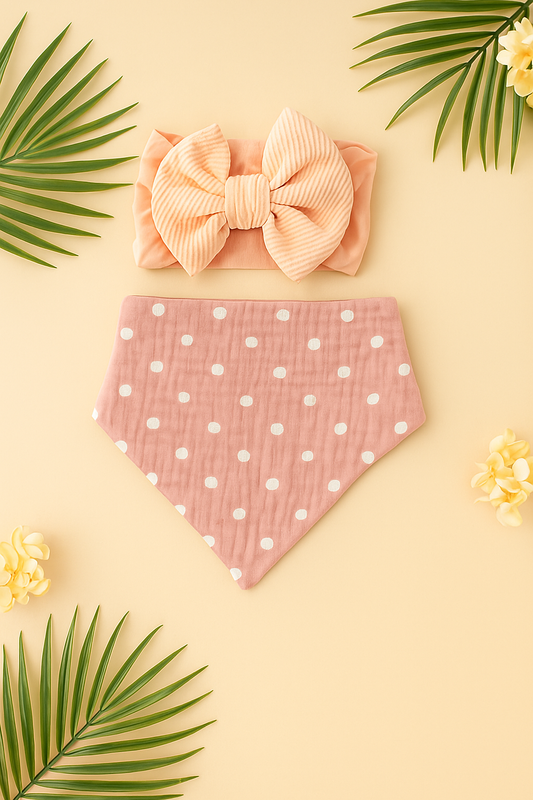 Baby girls bandana bib and headband set