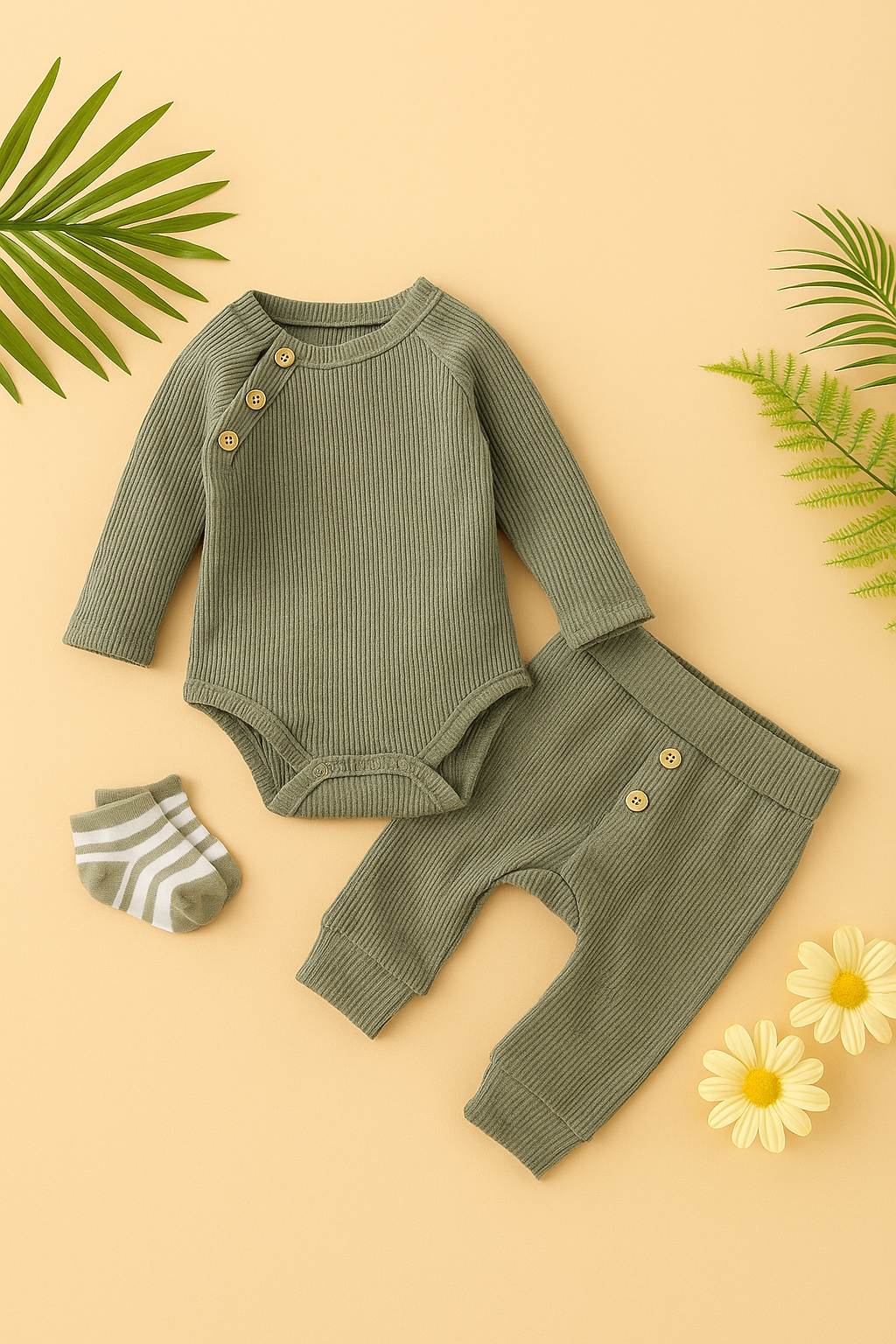 Baby boys 3-piece outfit set - bodysuit, leggings & socks